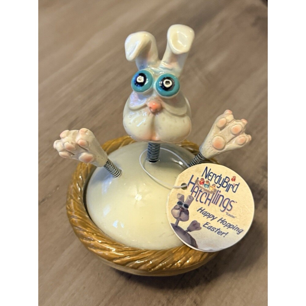 Nerdy Bird Hatchling Bunny Rabbit Bobblehead and Hands Wobbly Toy Exhart